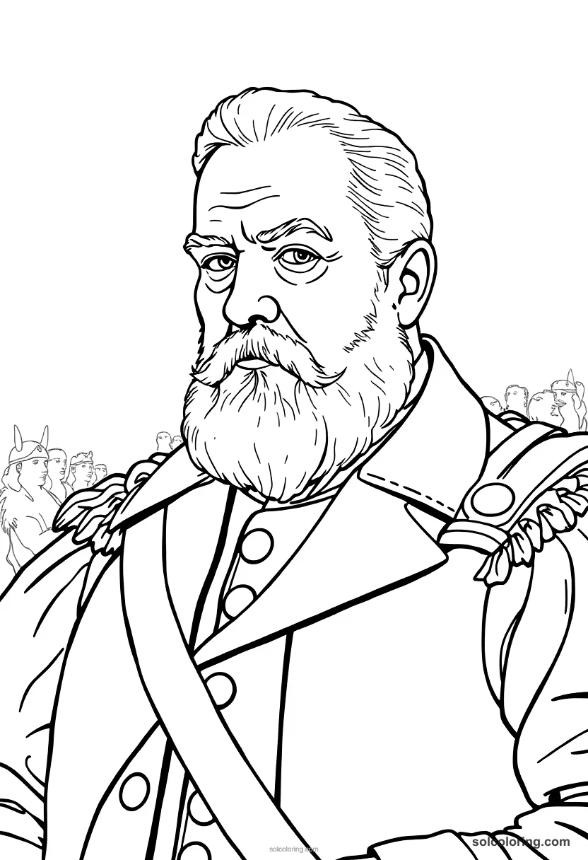 Otto von Bismarck at the Unification of Germany detailed coloring page for kids