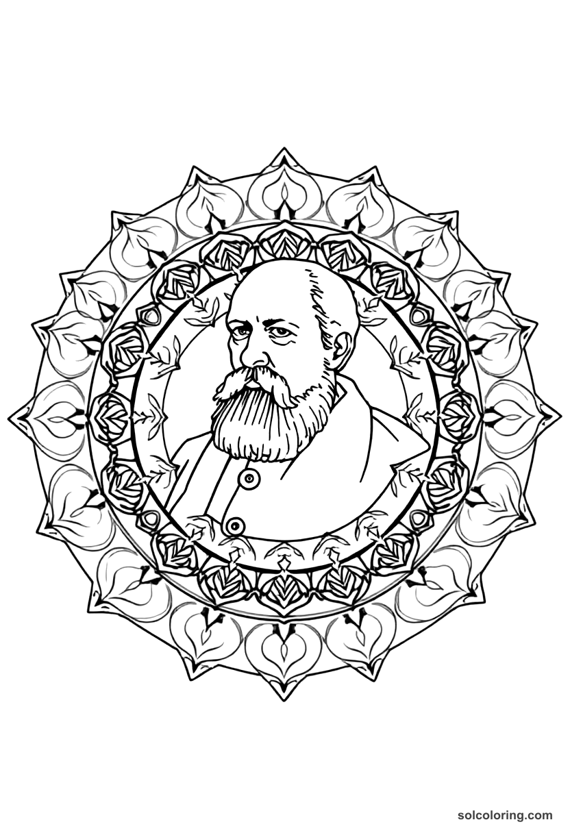 Mandala Otto von Bismarck at the Unification of Germany coloring page, free printable mandala style