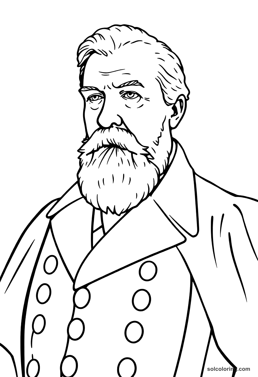 Simple Otto von Bismarck at the Unification of Germany coloring page, free printable simple style