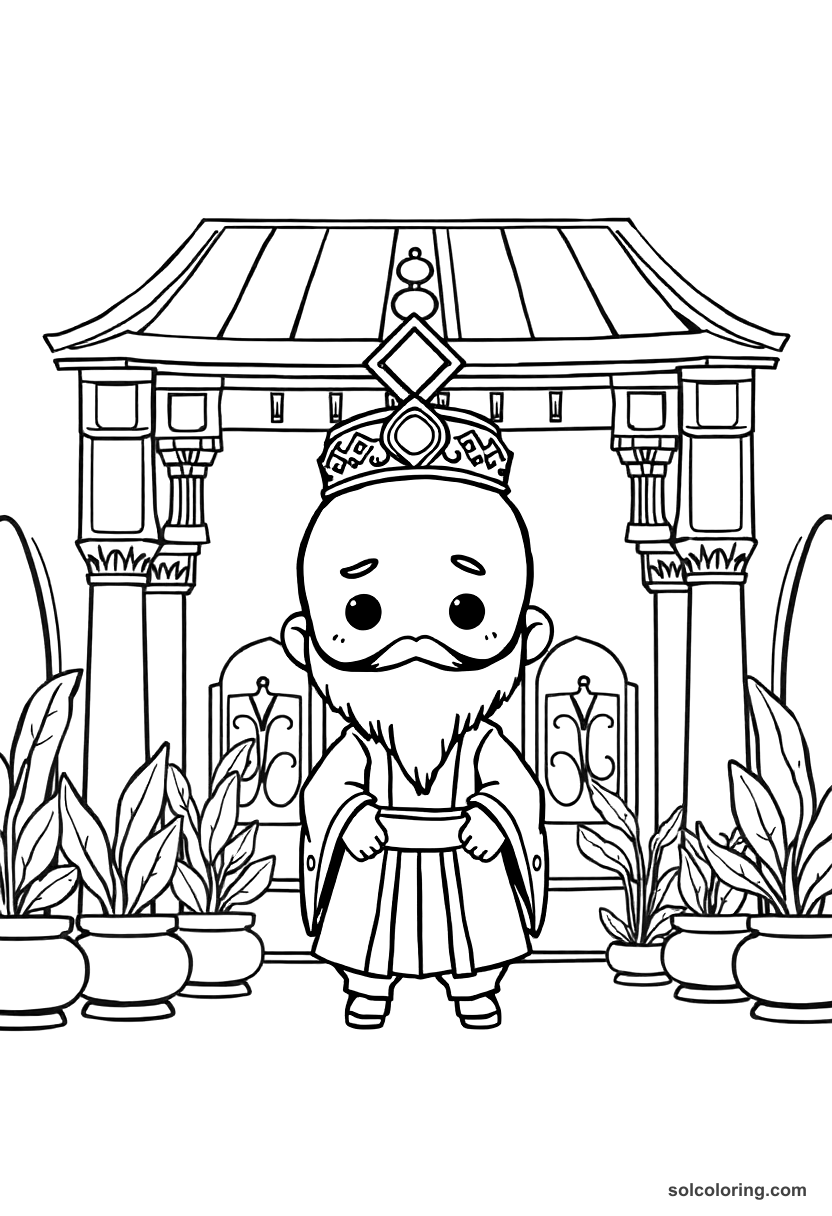 Chibi Ottoman Sultan's Harem Garden coloring page, free printable chibi style