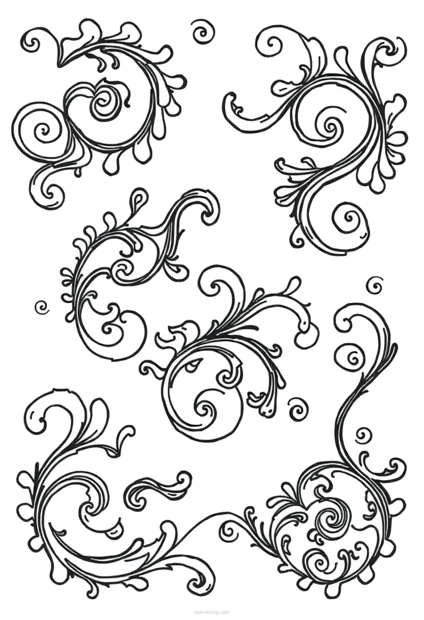 Paisley Swirl Motifs coloring page for kids