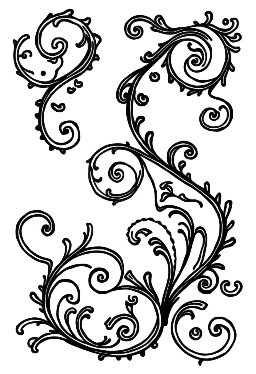 Paisley Swirl Motifs coloring page, free printable