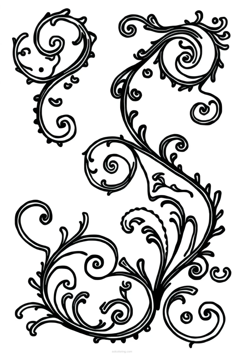 Paisley Swirl Motifs coloring page for kids