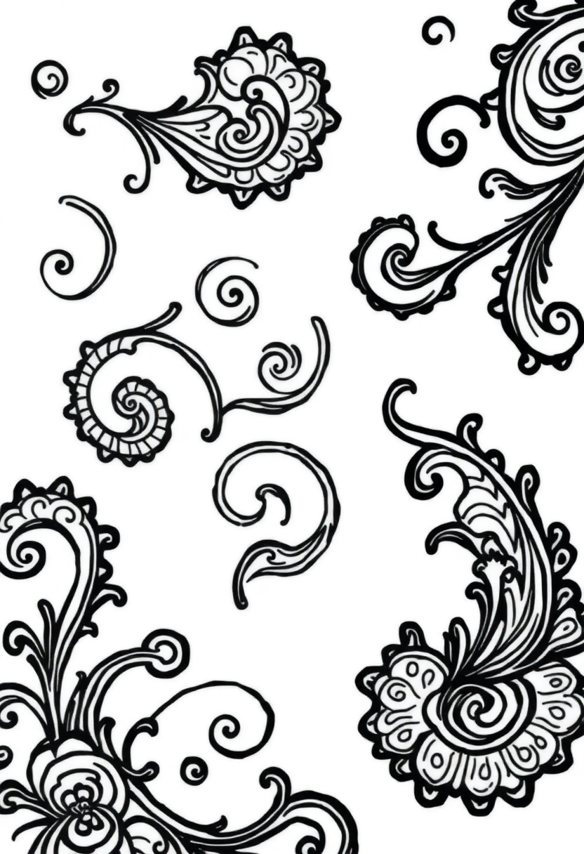 Paisley Swirl Motifs coloring pages