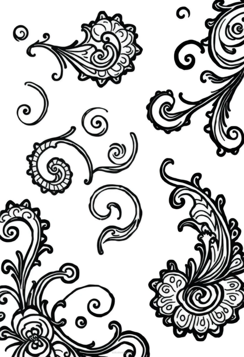 Paisley Swirl Motifs coloring pages