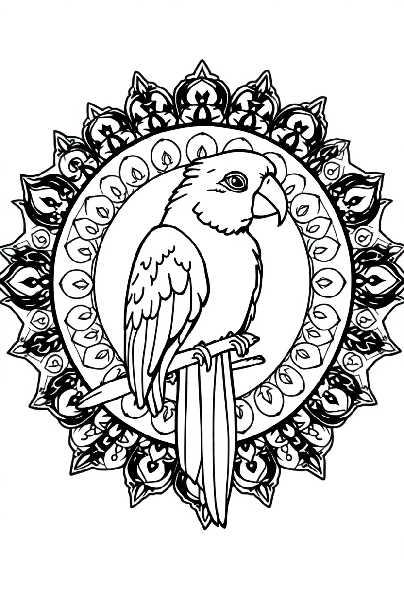 Parrot coloring page, free printable