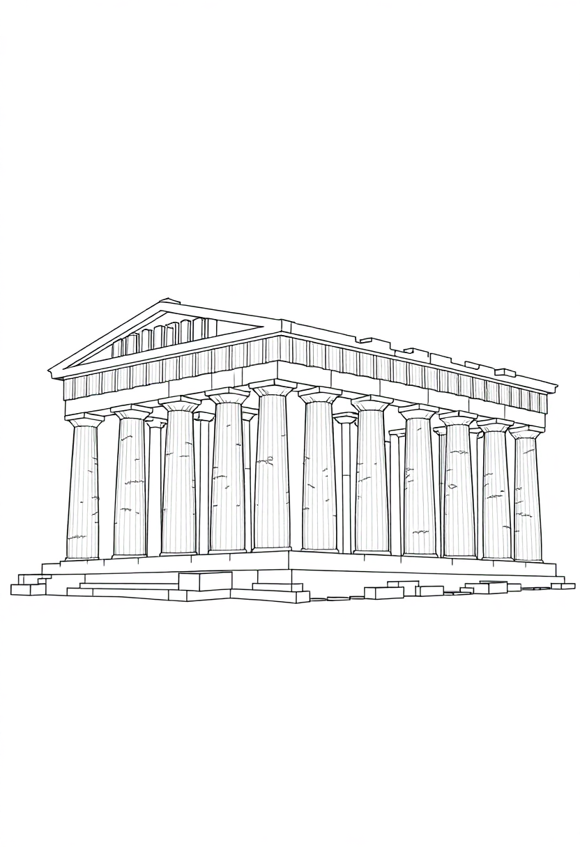 Parthenon Temple coloring page, free printable