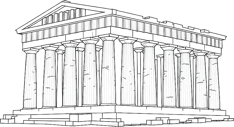 Parthenon Temple coloring page for kids