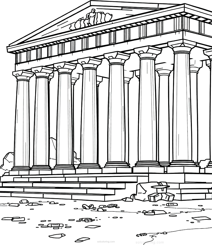 Parthenon Temple coloring page for kids