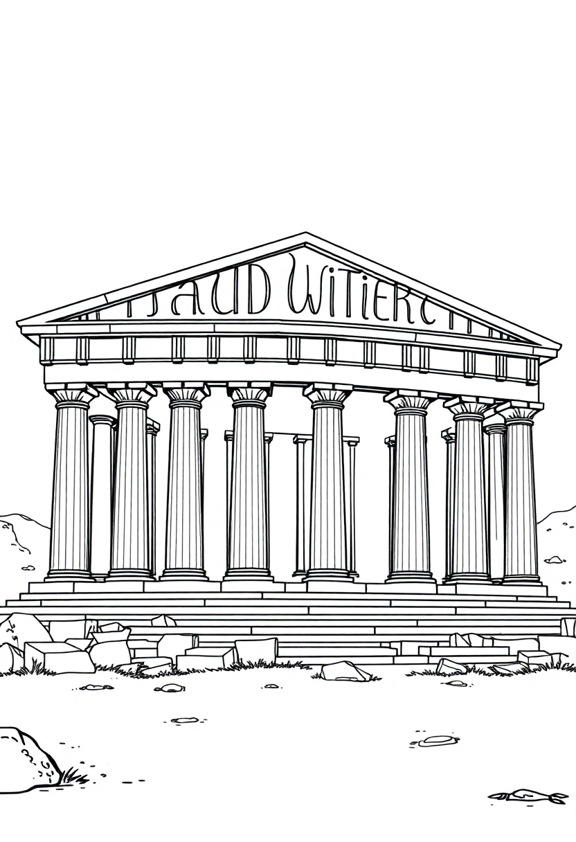 Parthenon Temple coloring page, free printable