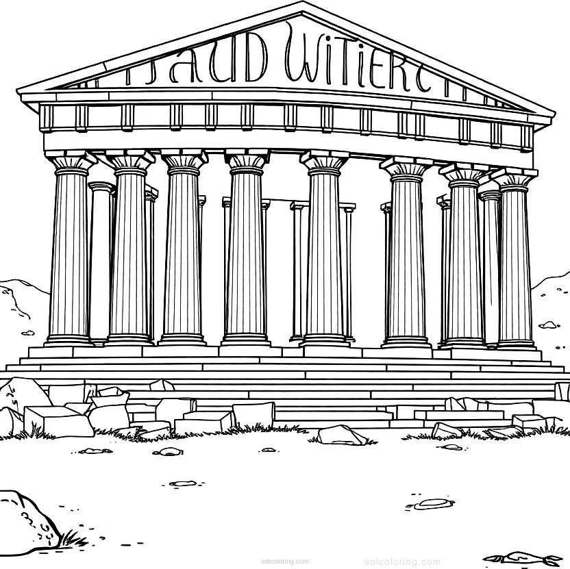 Parthenon Temple coloring page for kids