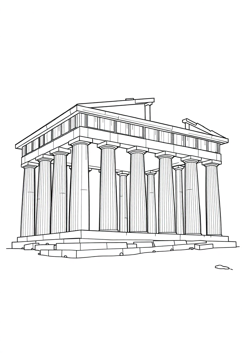 Parthenon Temple coloring page, free printable