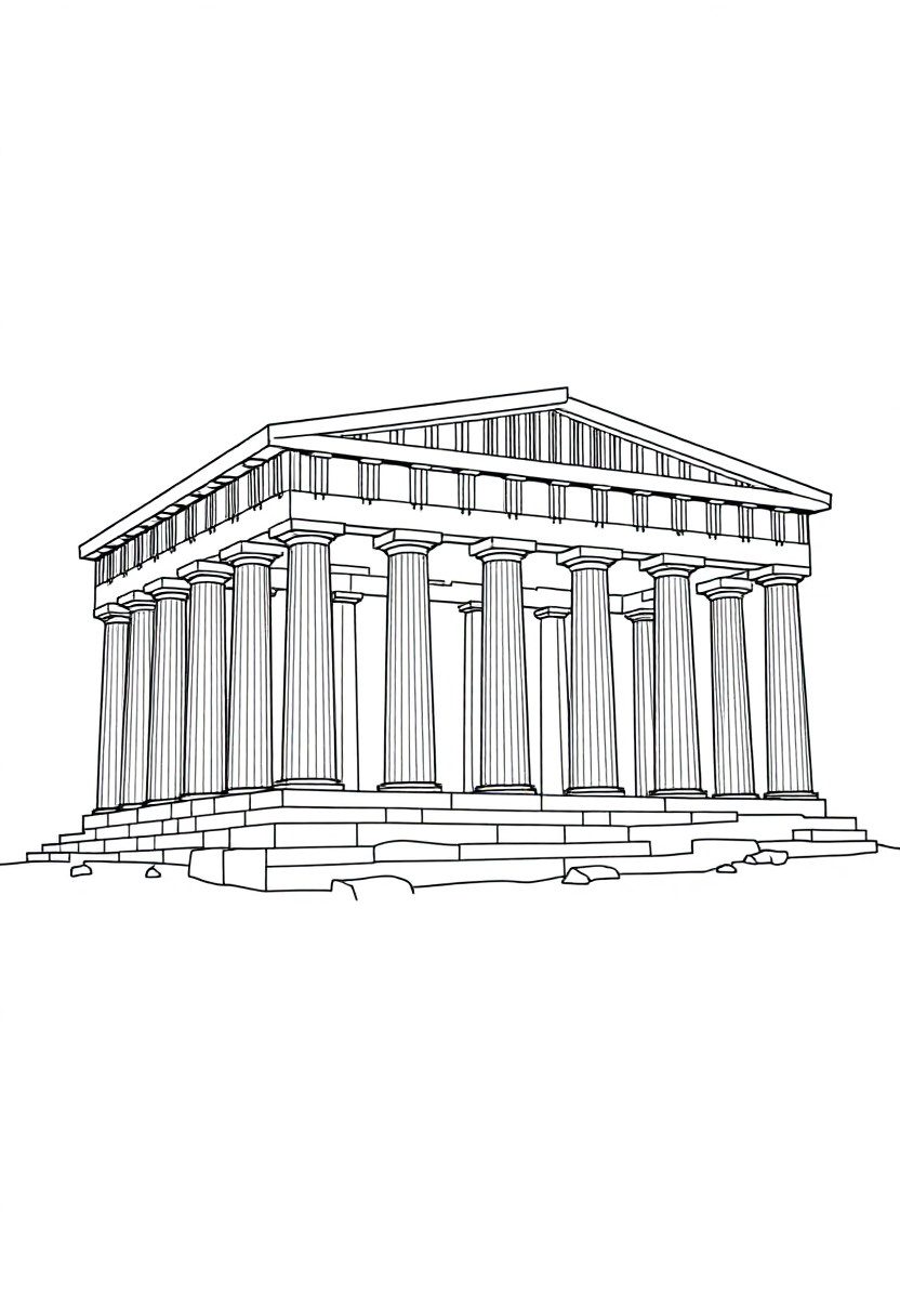 Parthenon Temple coloring page, free printable