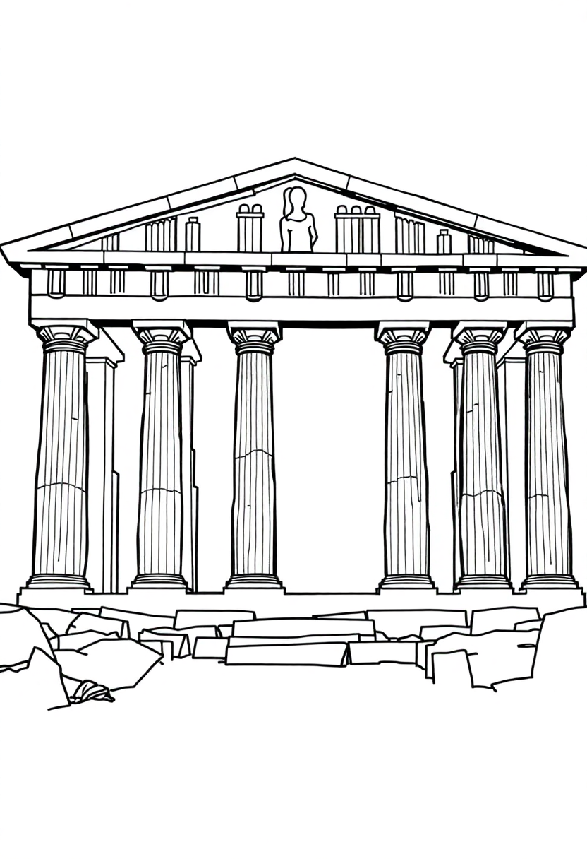 Parthenon Temple coloring page, free printable