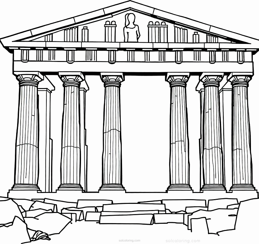 Parthenon Temple coloring page for kids