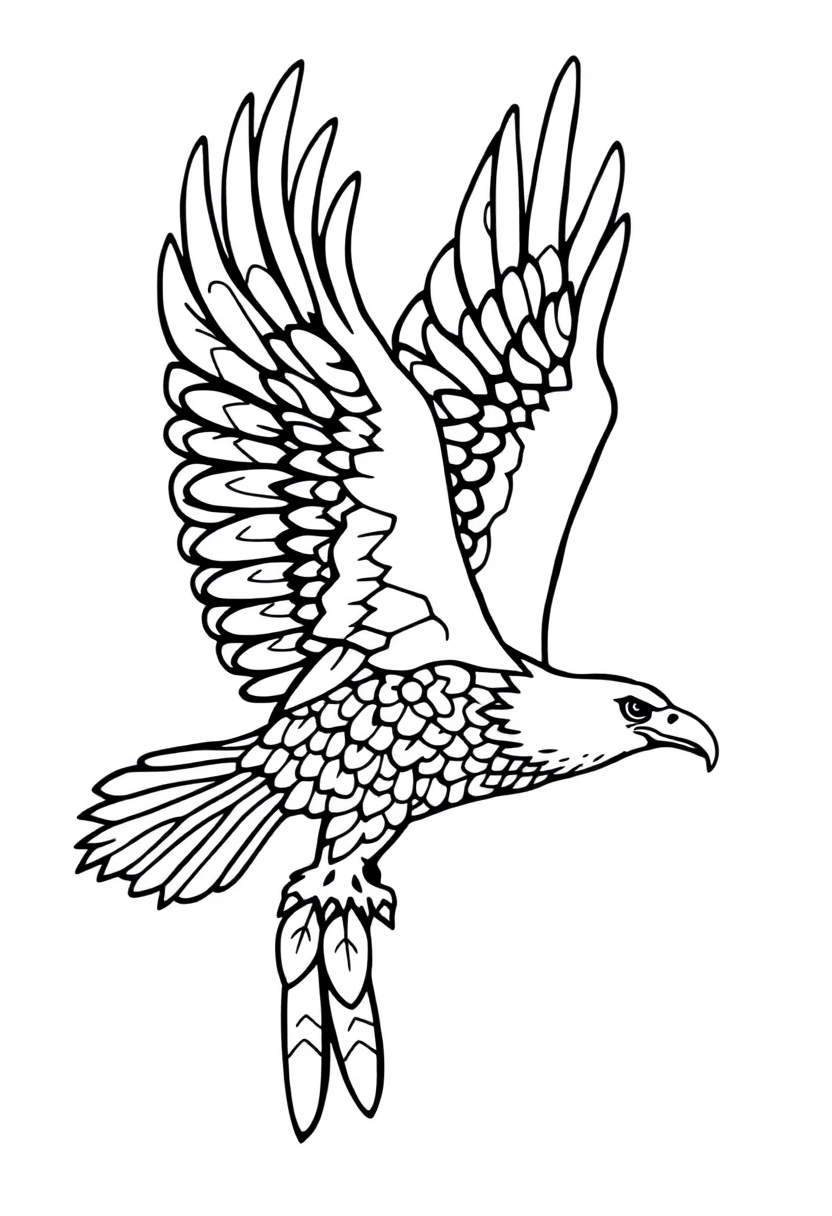 Patterned Eagle Soaring coloring pages