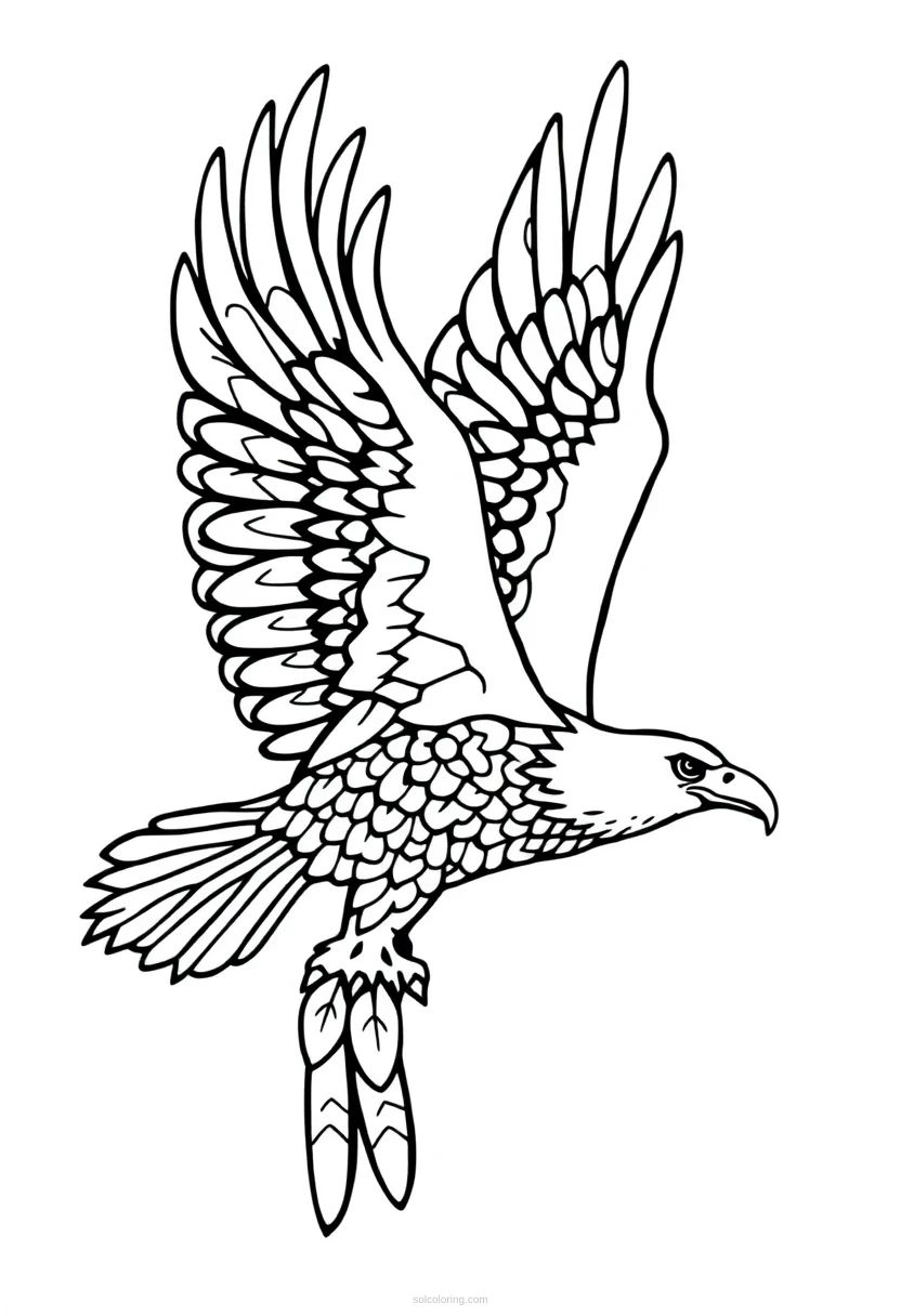 Patterned Eagle Soaring coloring pages