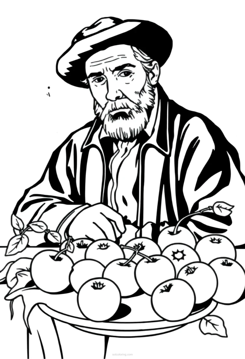 Paul Cezanne Still Life Apples coloring page for kids