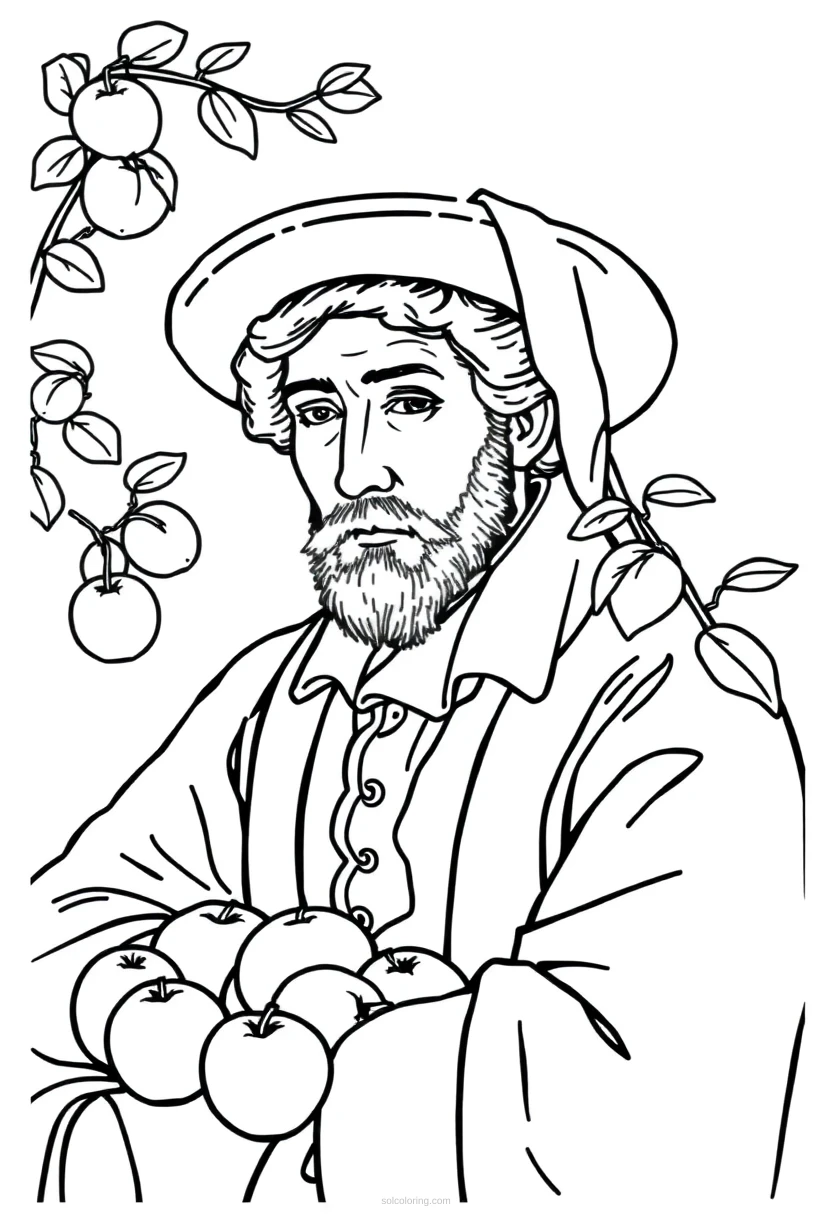 Paul Cezanne Still Life Apples coloring page for kids