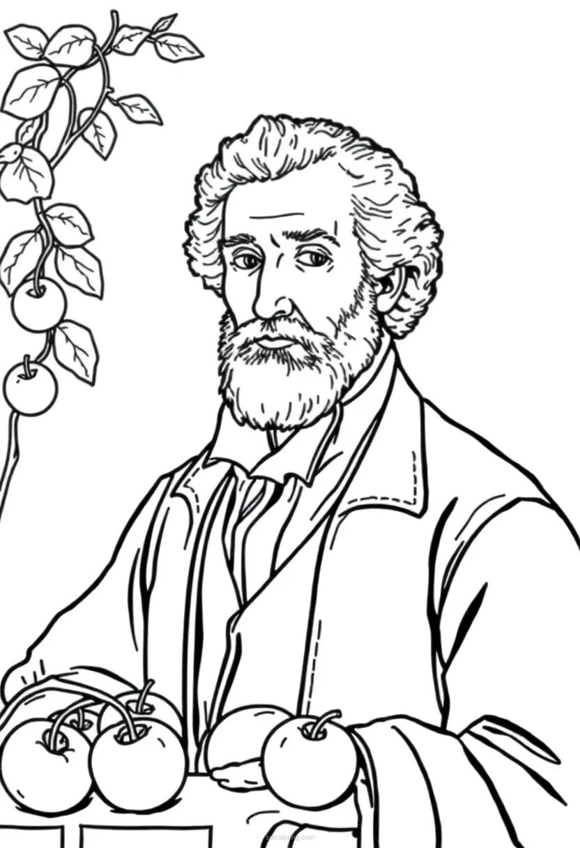 Paul Cezanne Still Life Apples coloring page for kids