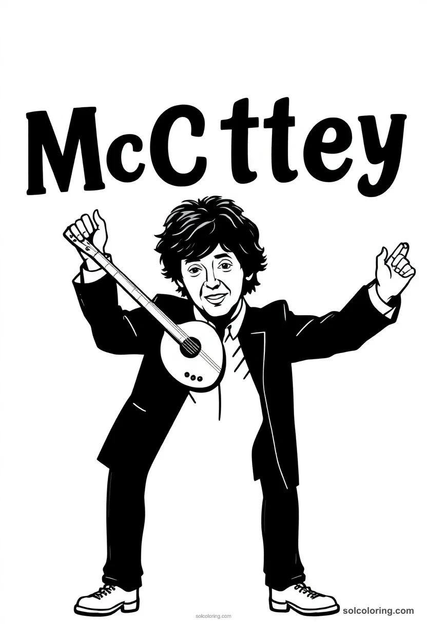 Silhouette Paul McCartney silhouette coloring page for kids