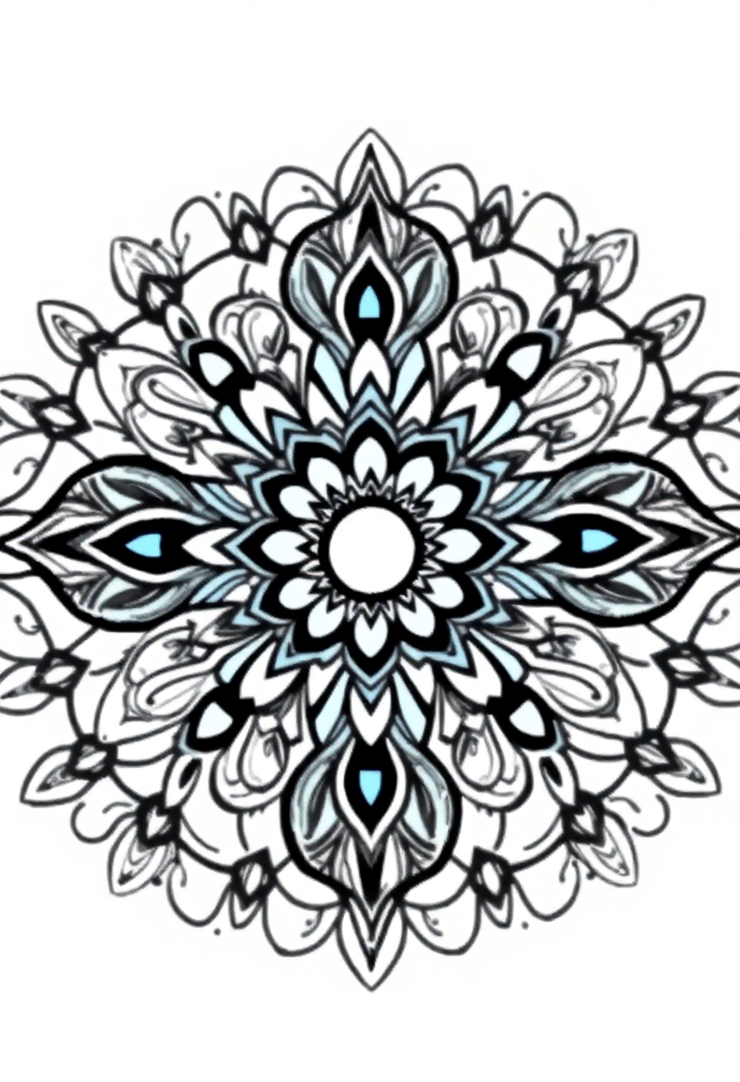 Peacock Feather Mandala Design coloring page for kids