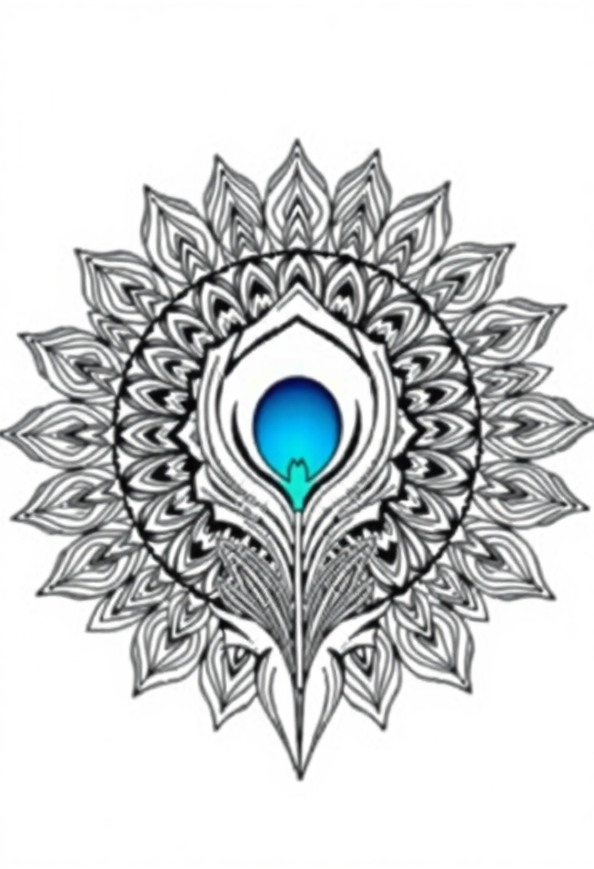 Peacock Feather Mandala Design coloring page for kids