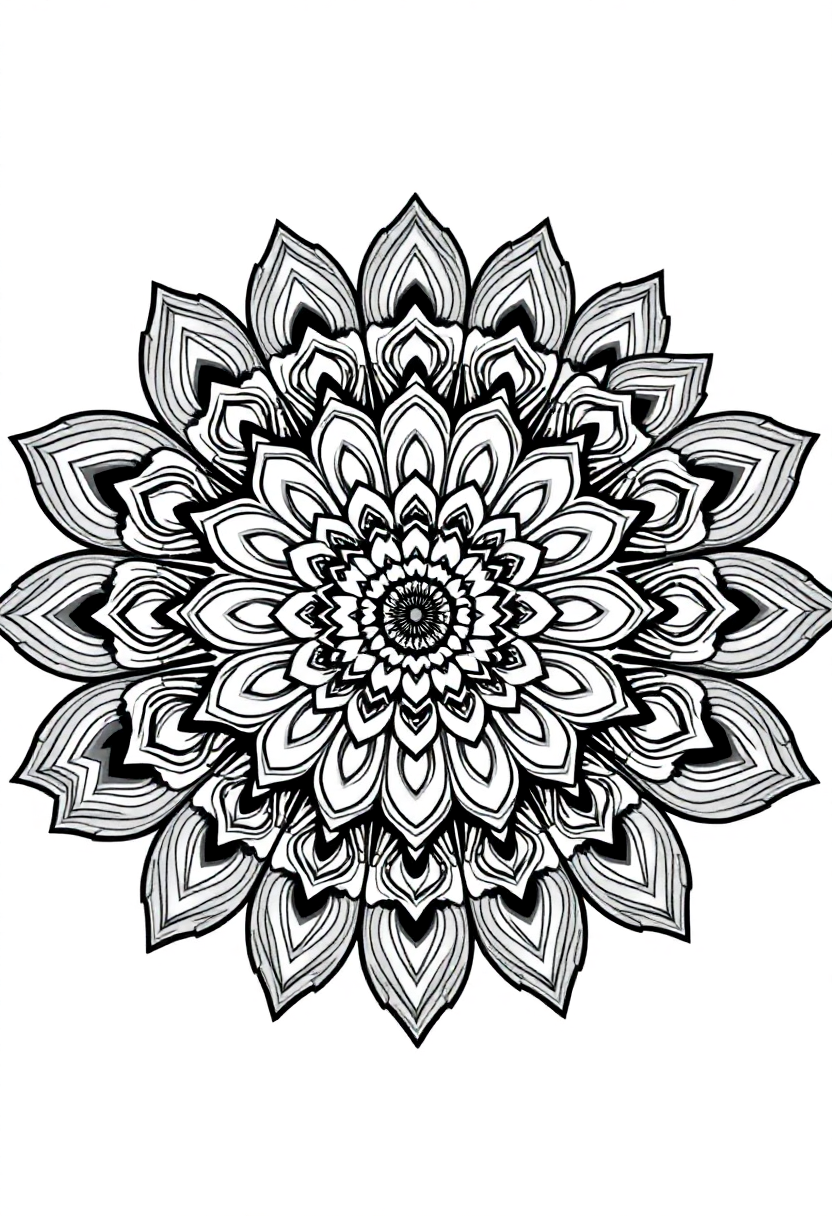 Peacock Feather Mandala Design coloring page for kids
