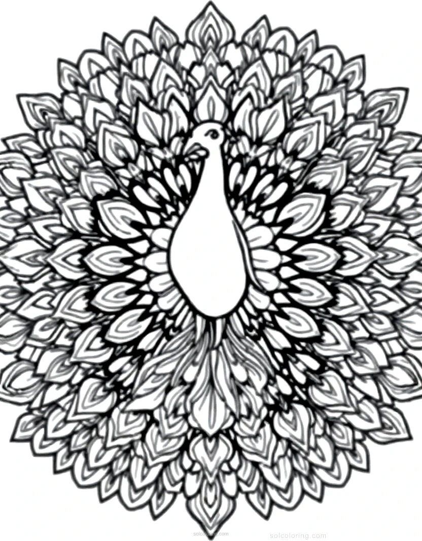 Peacock coloring page for kids