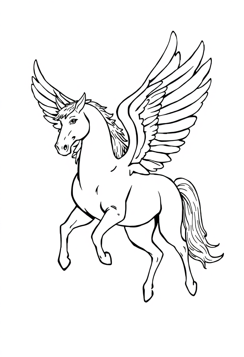 Pegasus coloring page, free printable