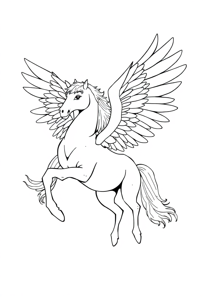 Pegasus coloring page, free printable