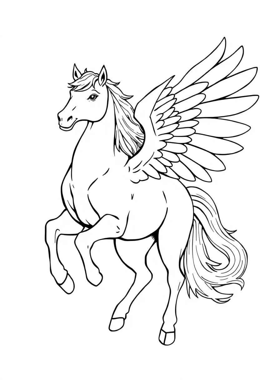 Pegasus coloring page, free printable