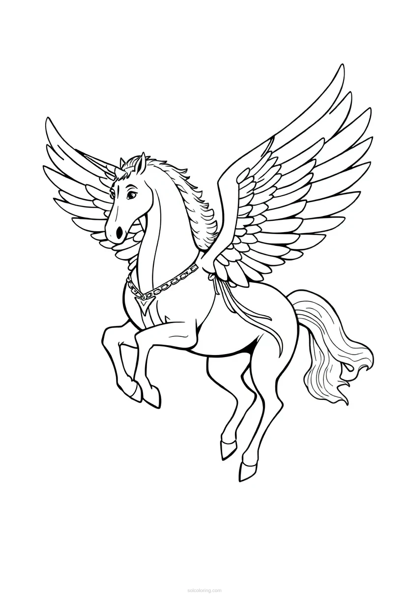 Pegasus Flying Horse coloring page for kids