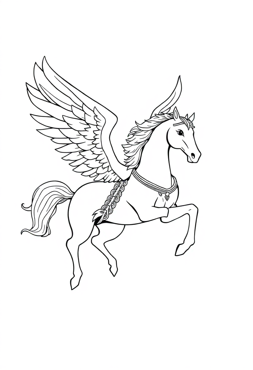 Pegasus Flying Horse coloring page, free printable