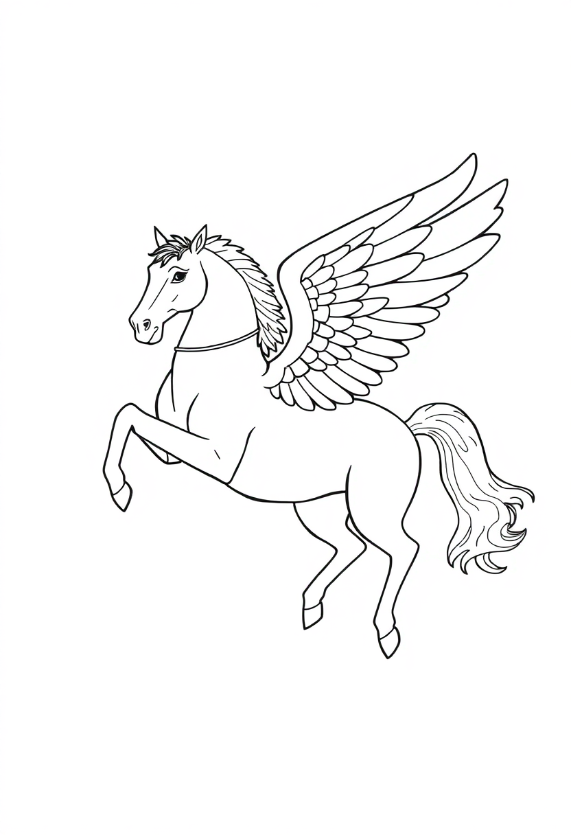 Pegasus Flying Horse coloring page, free printable