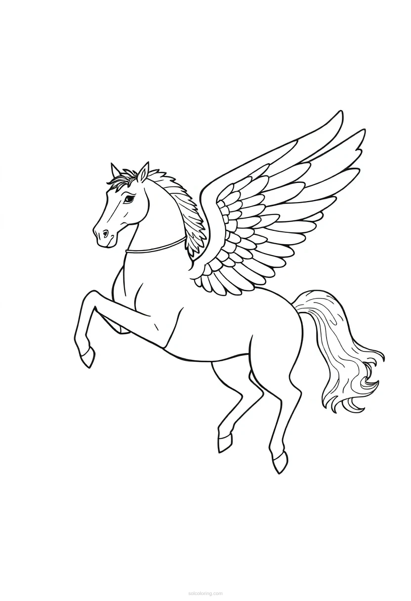 Pegasus Flying Horse coloring page for kids