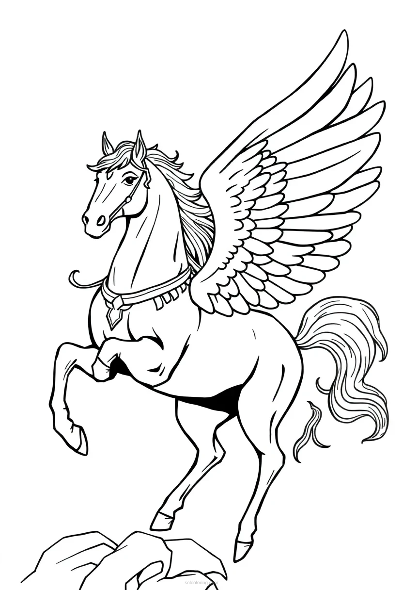 Pegasus Flying Horse coloring page for kids