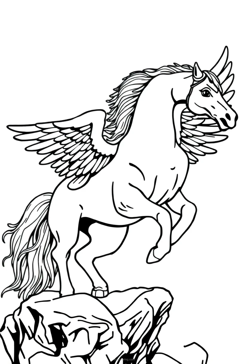 Pegasus Flying Horse coloring page for kids