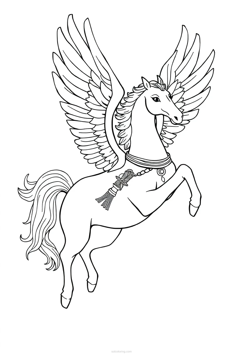 Pegasus Flying Horse coloring page for kids