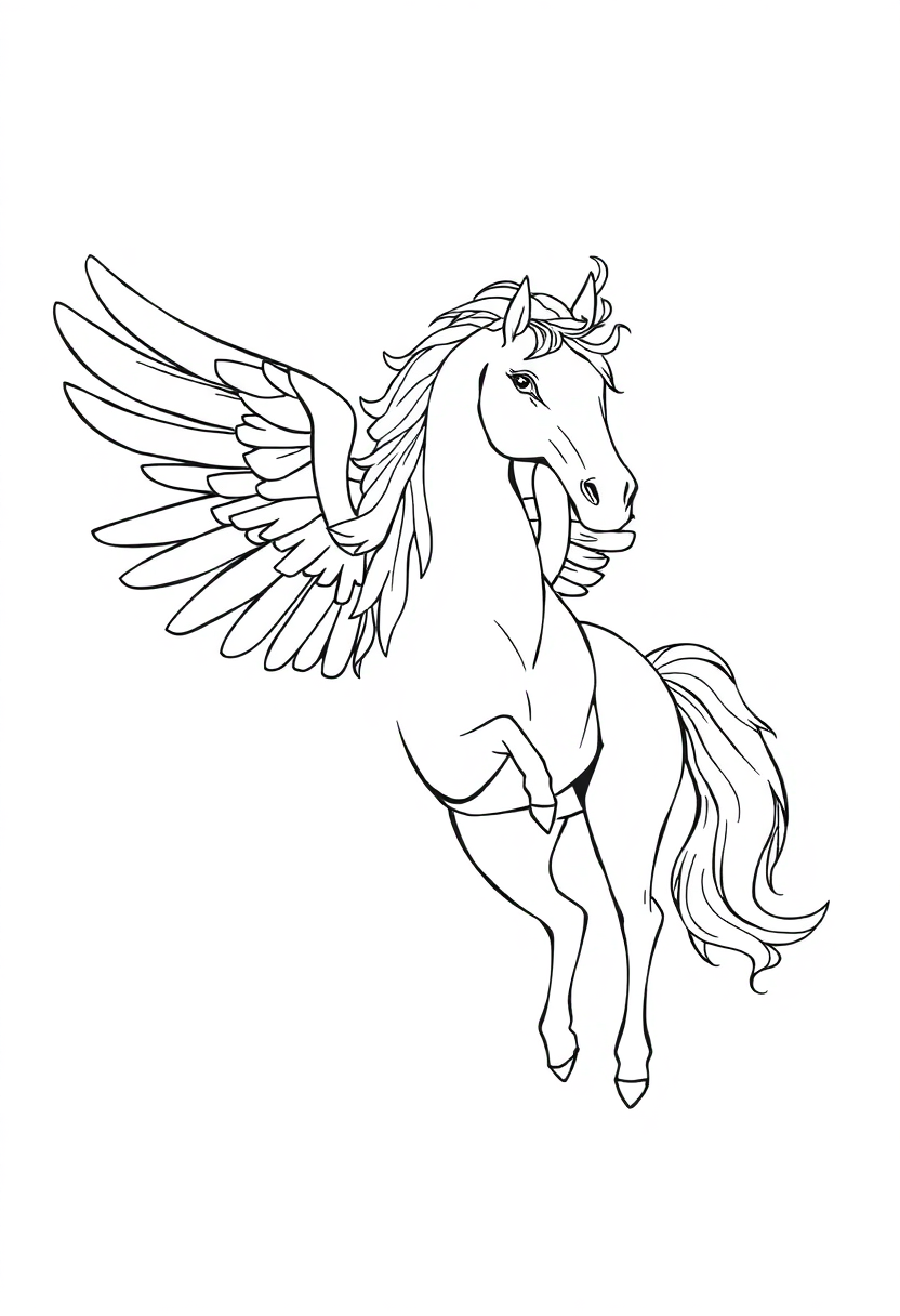 Pegasus coloring page, free printable