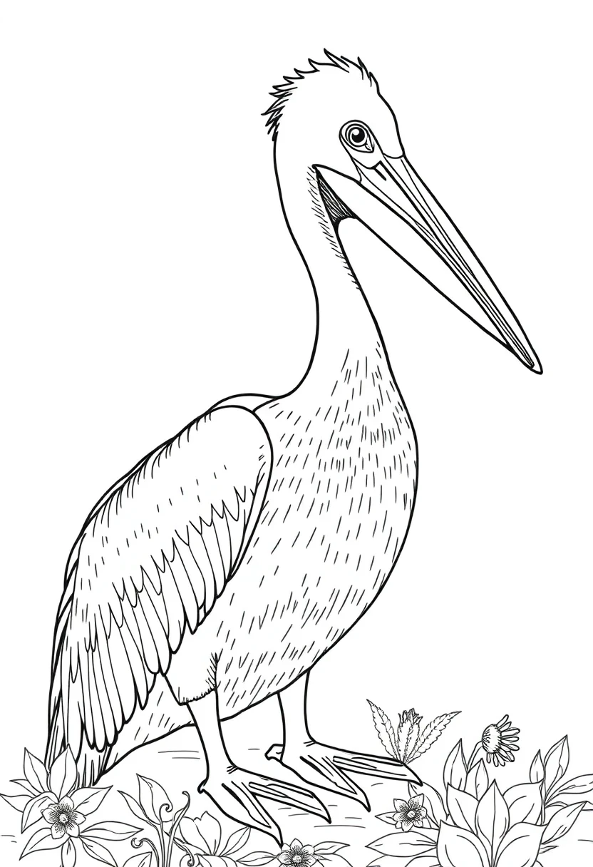 Pelican coloring page for kids