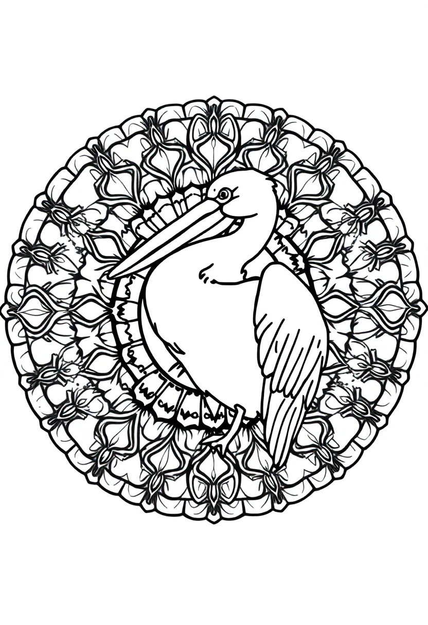Pelican coloring page, free printable