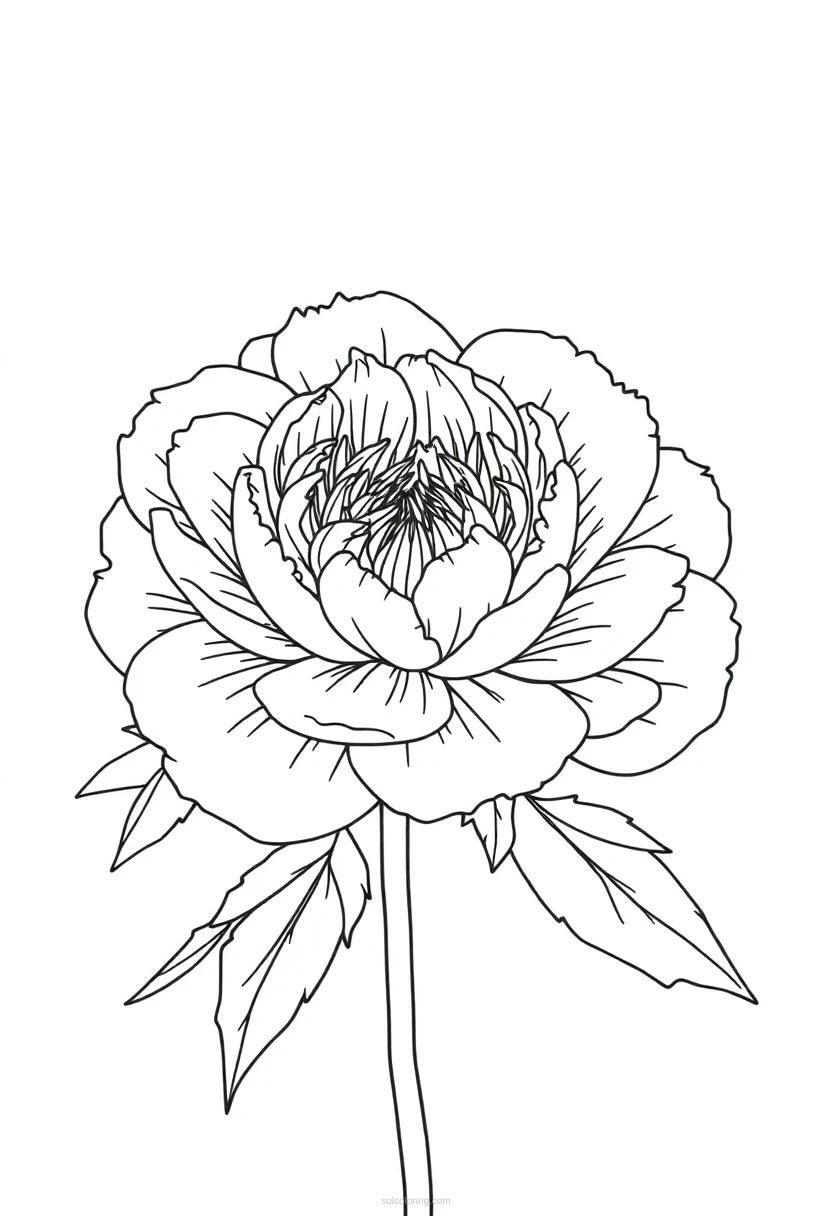 Peony coloring page for kids