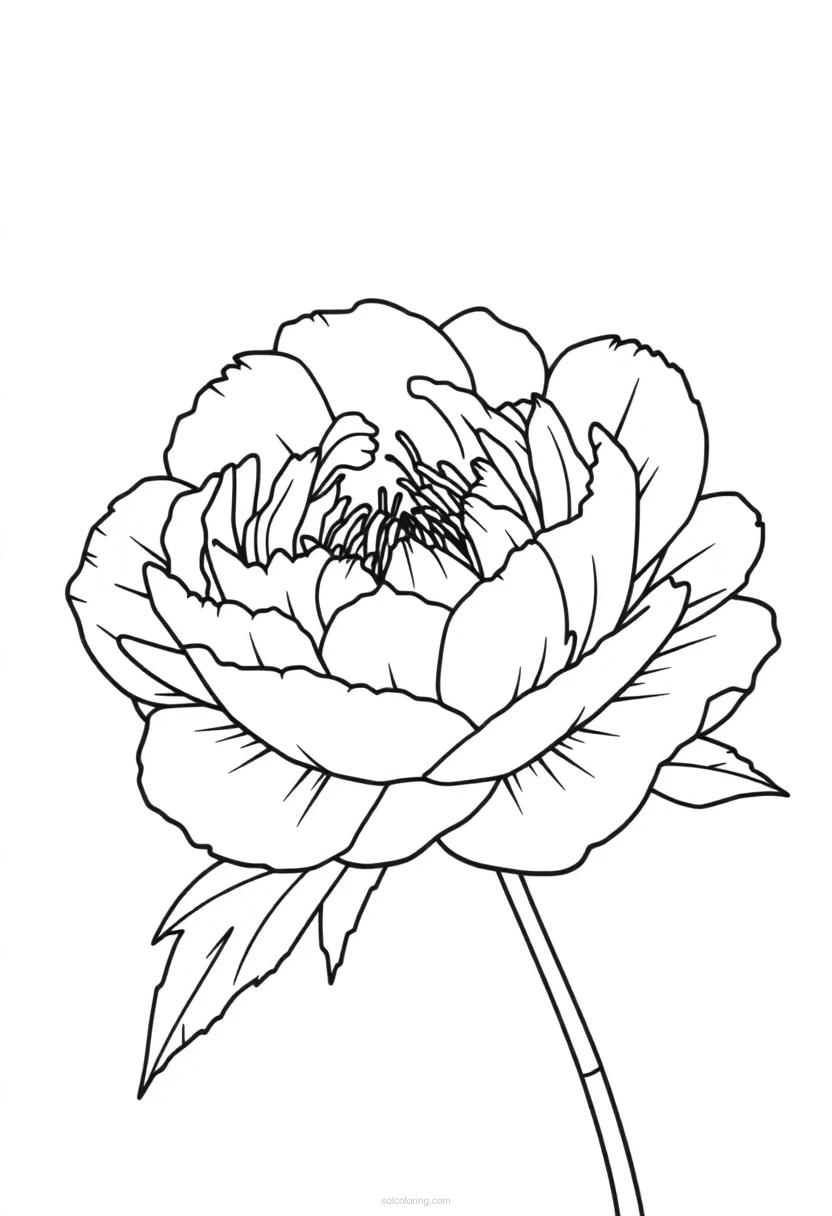 Peony coloring page for kids