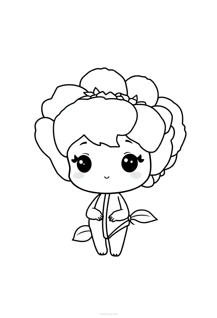 Peony coloring page for kids