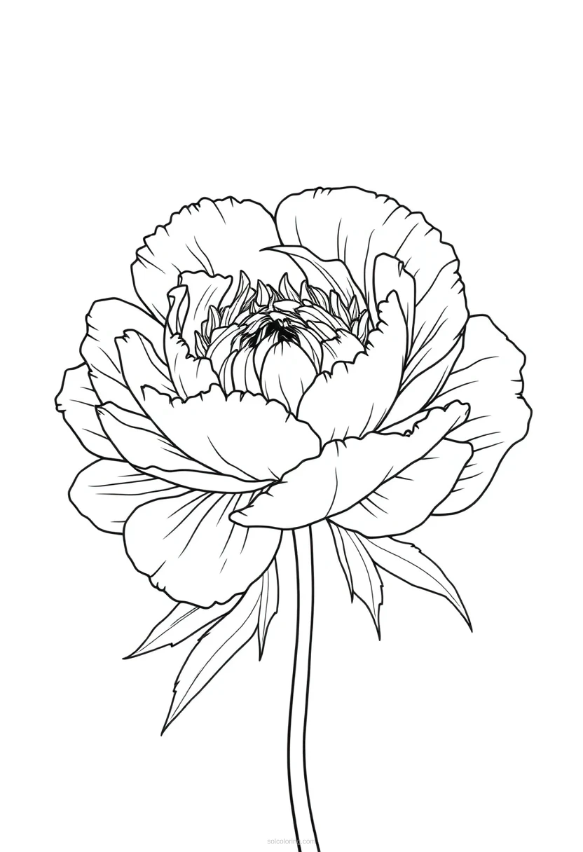 Peony Cute Cartoon coloring page for kids
