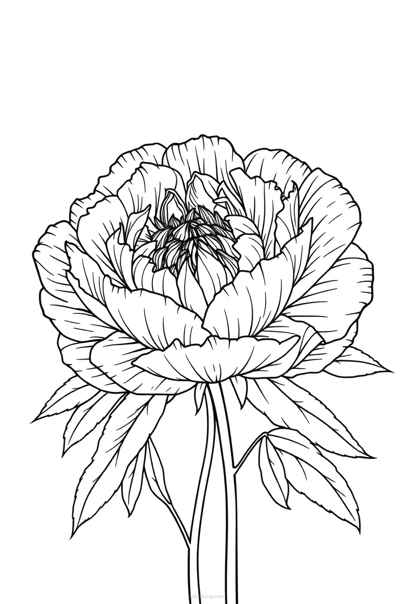 Peony coloring page for kids