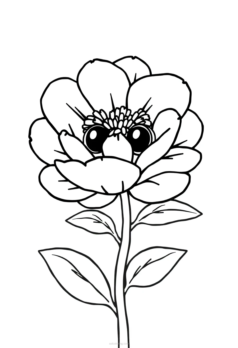 Peony coloring page for kids