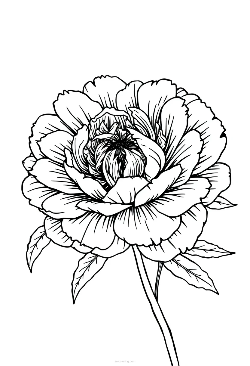 Peony coloring page for kids