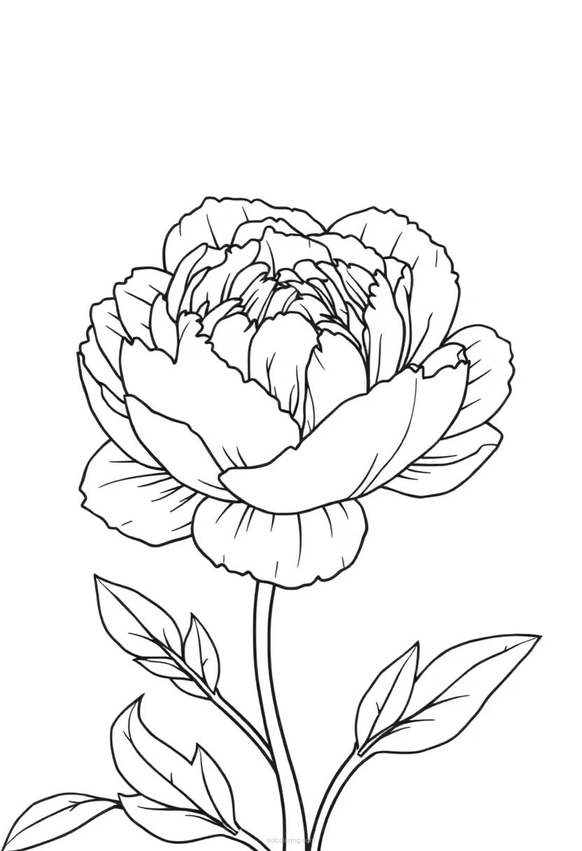 Peony coloring page for kids